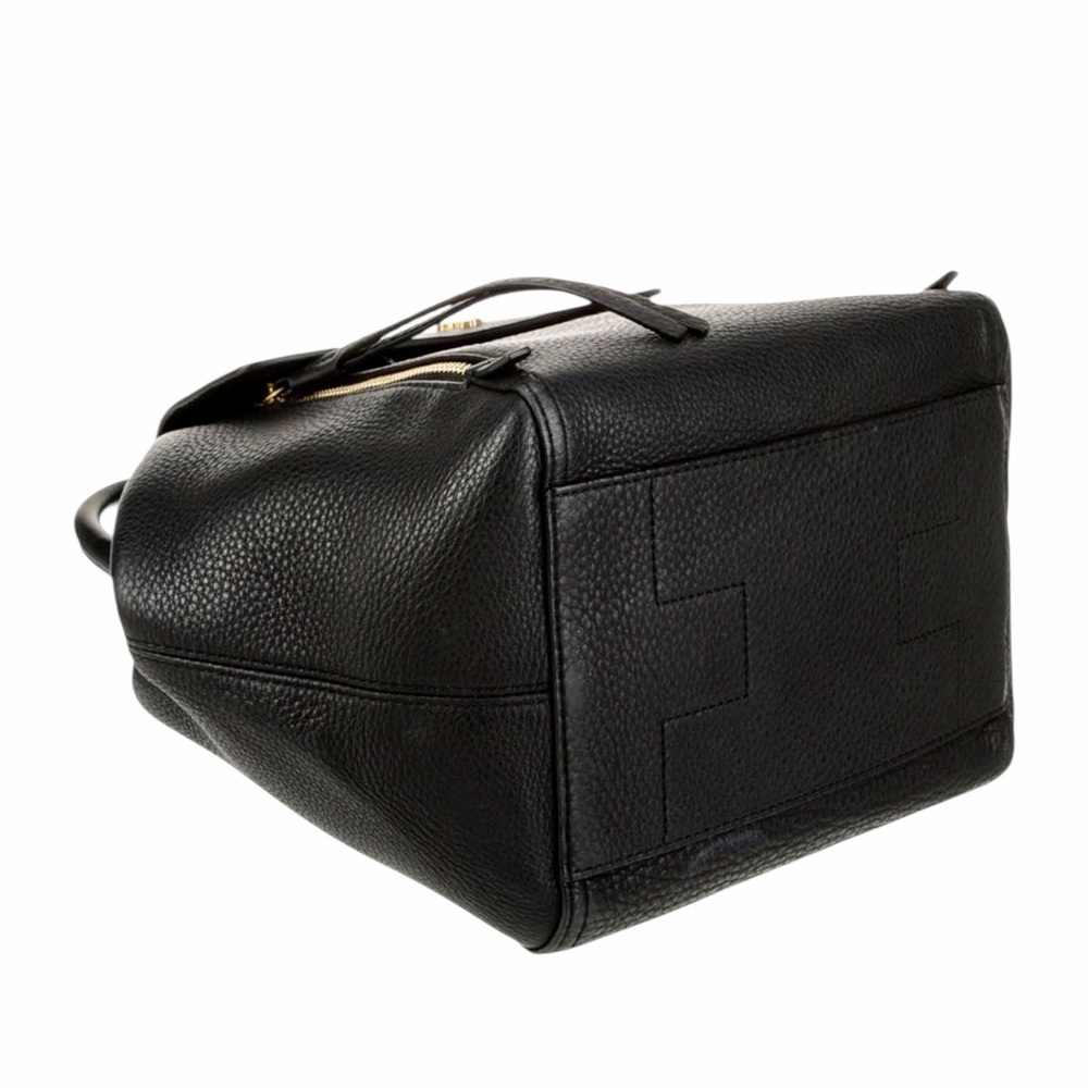 Tory Burch Black Half Moon Pebbled Leather Sachel Bag Gold Hardware Crossbody - Picture 12 of 16